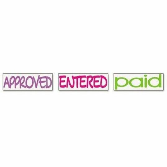 Message Stamp - APPROVED, ENTERED, PAID - 1.81" Impression Width x 0.63" Impression Length - Assorted - 1 Each