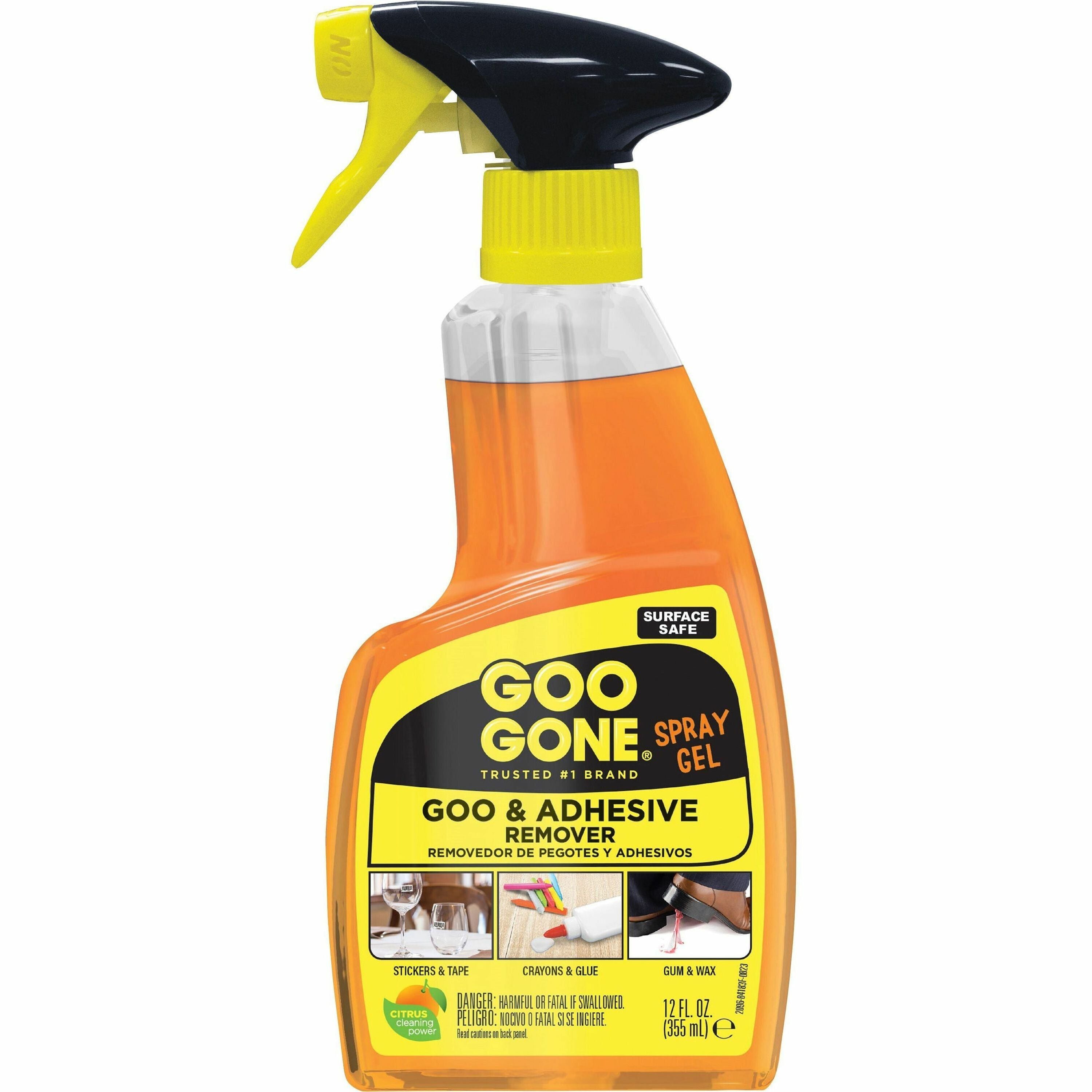 Goo Gone Spray Gel, Non-Drip, No-Mess, 12 fl oz, Orange Bottle, 1 Each