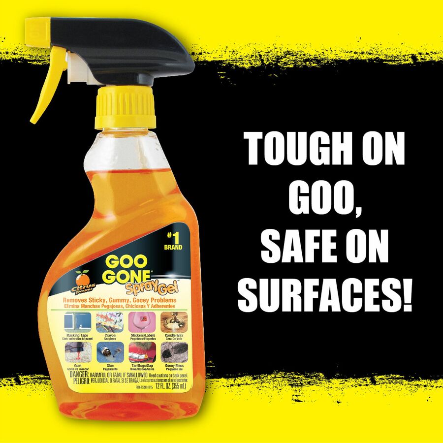 Goo Gone Spray Gel, Non-Drip, No-Mess, 12 fl oz, Orange Bottle, 1 Each