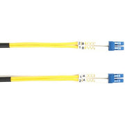 Black Box Fiber Optic Duplex Patch Network Cable, Single-Mode, 9/125 µm, LC to LC, 49.20 ft, OFNR, Yellow, 10 Gbit/s, 1 Each