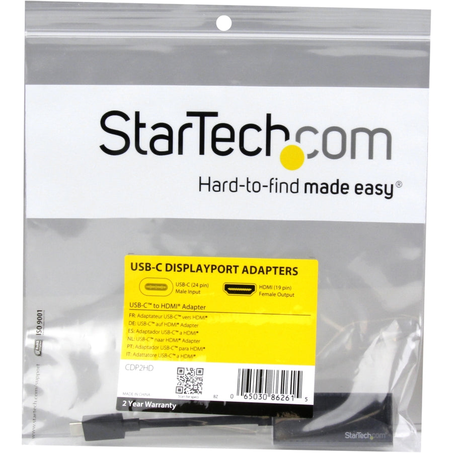 StarTech.com USB-C to HDMI Adapter with 4K 30Hz - Black
