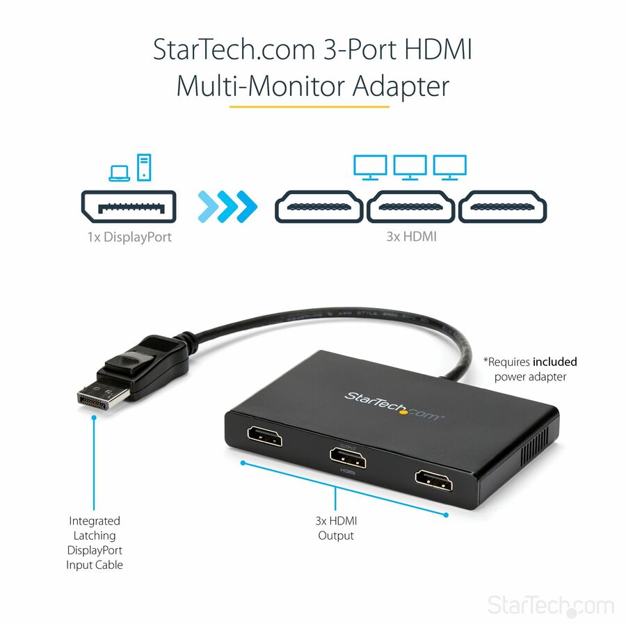 StarTech.com DisplayPort to HDMI Multi-Monitor Splitter - 3-Port MST Hub