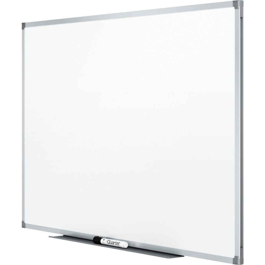 Quartet Standard DuraMax Porcelain Magnetic Whiteboard, 48" x 36", White Surface, Silver Aluminum Frame, Rectangle, Horizontal/Vertical Orientation, Locking Casters, 1 Each