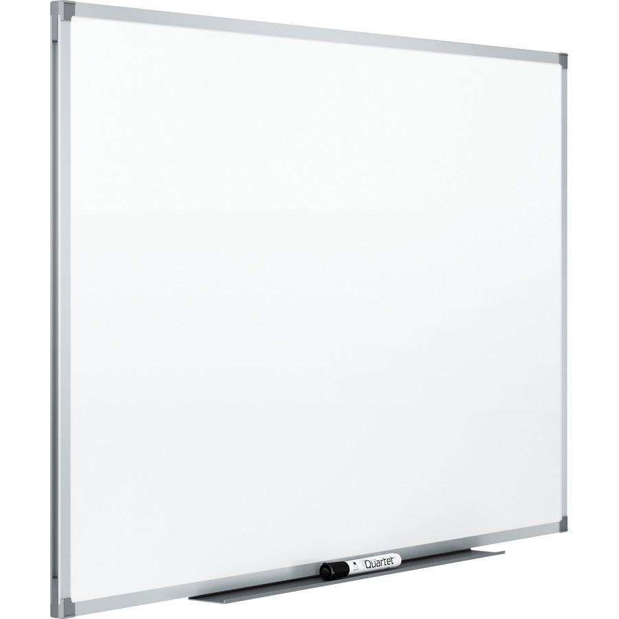 Quartet Standard DuraMax Porcelain Magnetic Whiteboard, 48" x 36", White Surface, Silver Aluminum Frame, Rectangle, Horizontal/Vertical Orientation, Locking Casters, 1 Each
