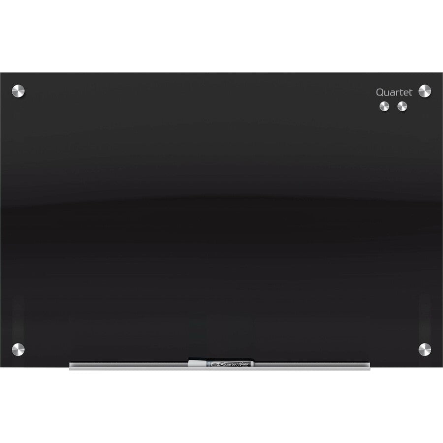 Quartet Infinity&trade; Glass Magnetic Dry-Erase Board - 96" (8 ft) Width x 48" (4 ft) Height - Black Tempered Glass Surface - Black Frame - Horizontal/Vertical - Magnetic - 1 / Each