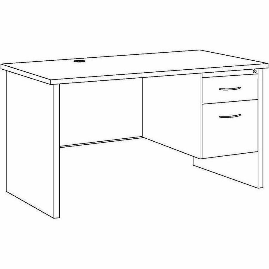 Lorell Modular 48"W x 30"D Right Pedestal Desk, Black/Walnut