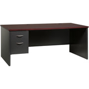 Lorell Fortress Modular Series Left-Pedestal Desk, 72" x 36", 1.1" Top, 2 Drawers, Single Left Pedestal, Steel, Mahogany Laminate/Charcoal Finish, 1 Each