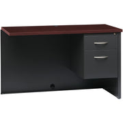 Lorell Fortress Modular Series Right Return, 48" x 24", 1.1" Top, 2 Drawers, Single Pedestal Right, Steel, Mahogany Laminate/Charcoal, 1 Each