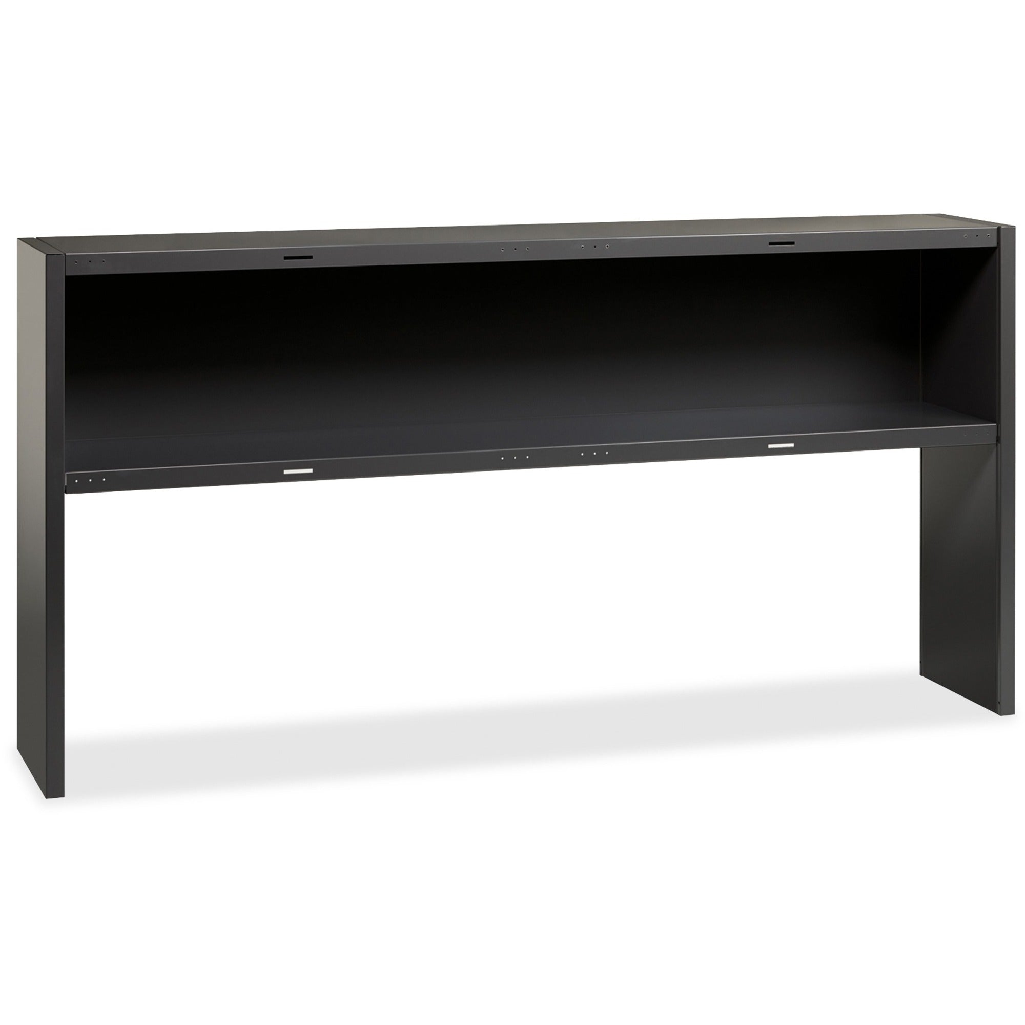 Lorell Fortress Modular Series Stack-on Hutch - x 72" Width - Material: Steel - Finish: Charcoal - Grommet, Cord Management - 1 Each