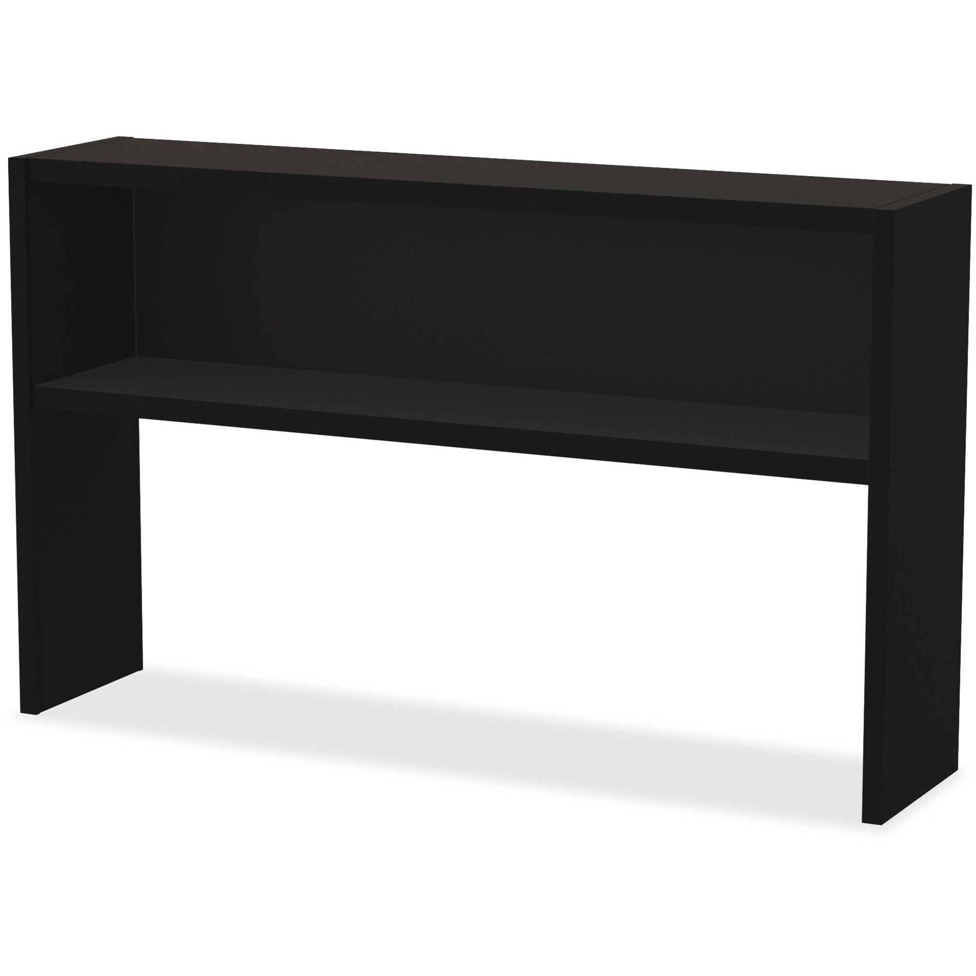 Lorell Fortress Modular Series Stack-on Hutch - x 60" Width - Material: Steel - Finish: Black - Grommet, Cord Management - 1 Each