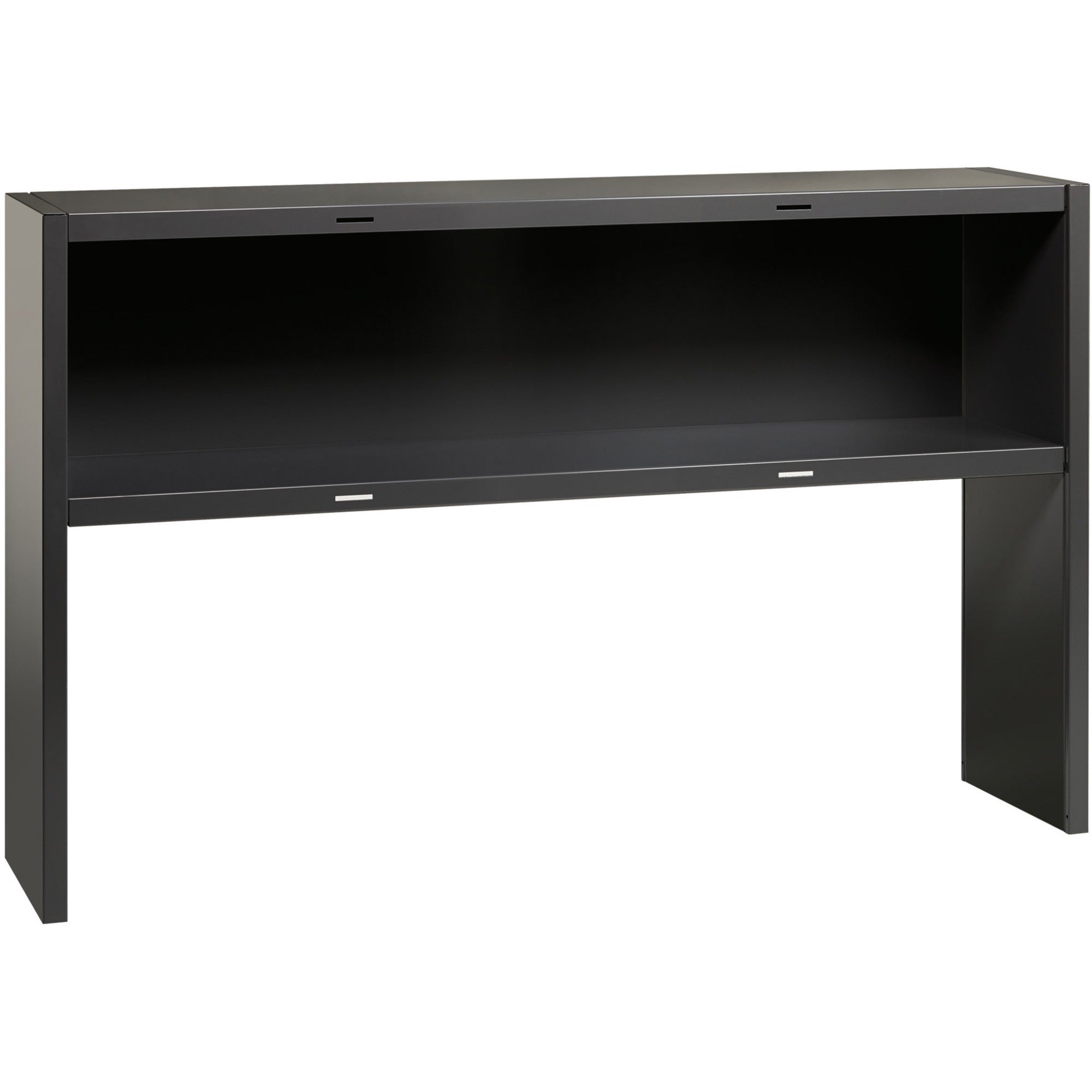 Lorell Fortress Modular Series Stack-on Hutch - x 60" Width - Material: Steel - Finish: Charcoal - Grommet, Cord Management - 1 Each