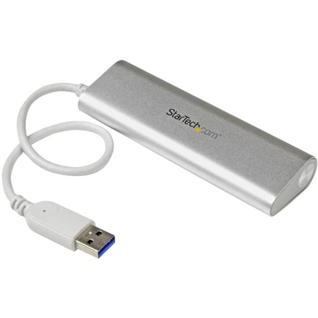 StarTech.com 4 Port Portable USB 3.0 Hub with Built-in Cable - Aluminum and Compact USB Hub
