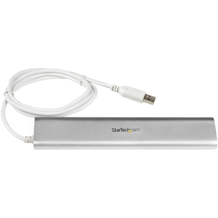 StarTech.com 7 Port Compact USB 3.0 Hub with Built-in Cable - Aluminum USB Hub - Silver