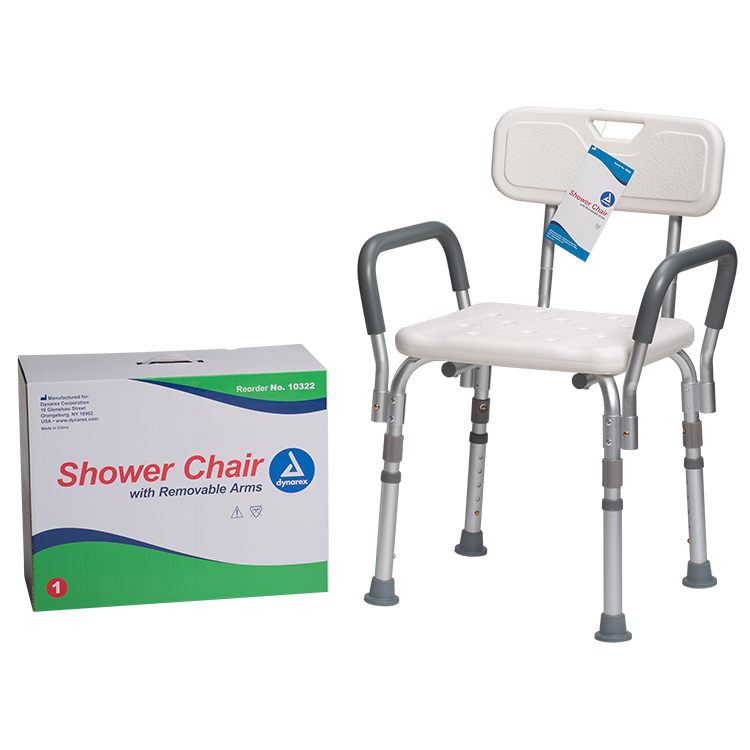 Shower Chair w/ Removable Back and Arms, Single, 1 Quantity per Box