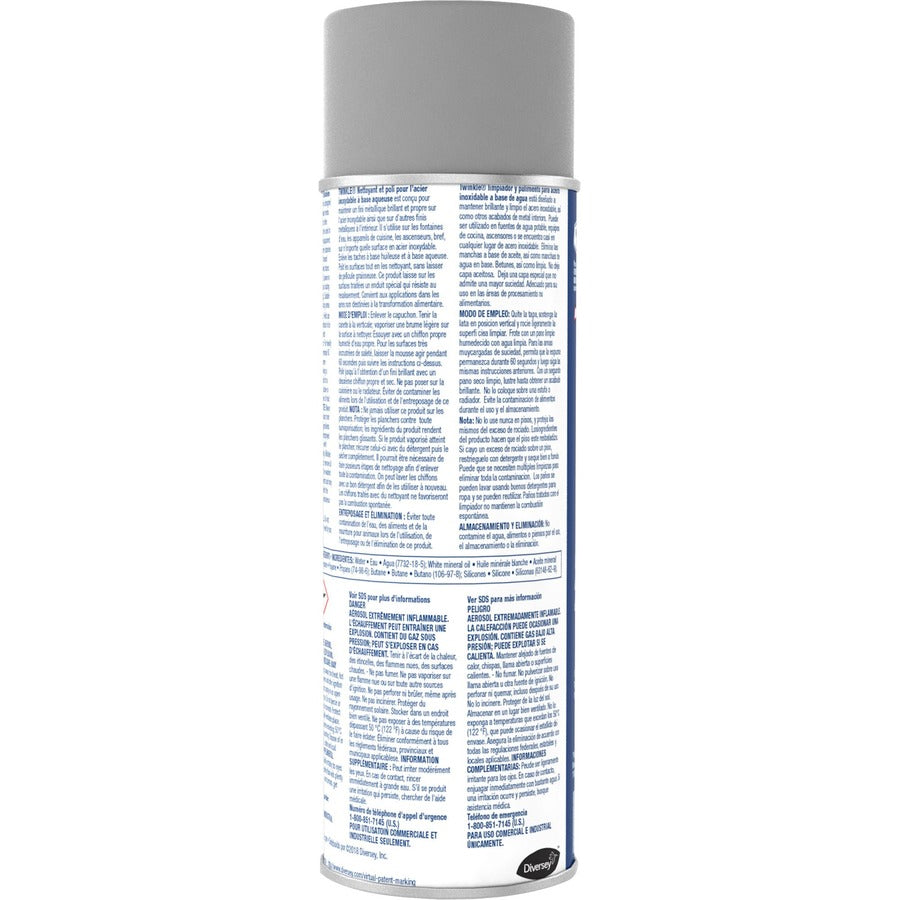 Twinkle Stainless Steel Cleaner/Polish, Aerosol, 17 oz, Residue-Free, Film-Free, CFC-Free, White, 1 Each