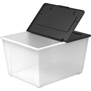 External Dimensions: 22.7" Length x 18.3" Width x 12.9" Height - 50 lb - 15.85 gal - Media Size Supported: Legal, Letter - Flip Top Closure - Stackable - Plastic - Clear, Black - For File, Office Supplies, Decoration Equipment, Tool - 1 Each