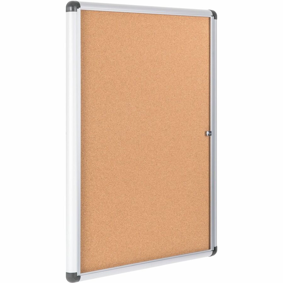 36.60" Board Height x 26.40" Board Width x 0.70" Board Depth - Natural Cork Surface - Magnetic, Resilient, Locking Door, Self-healing - Anodized Aluminum Frame - 38" Height x 28" Width - 1 Each