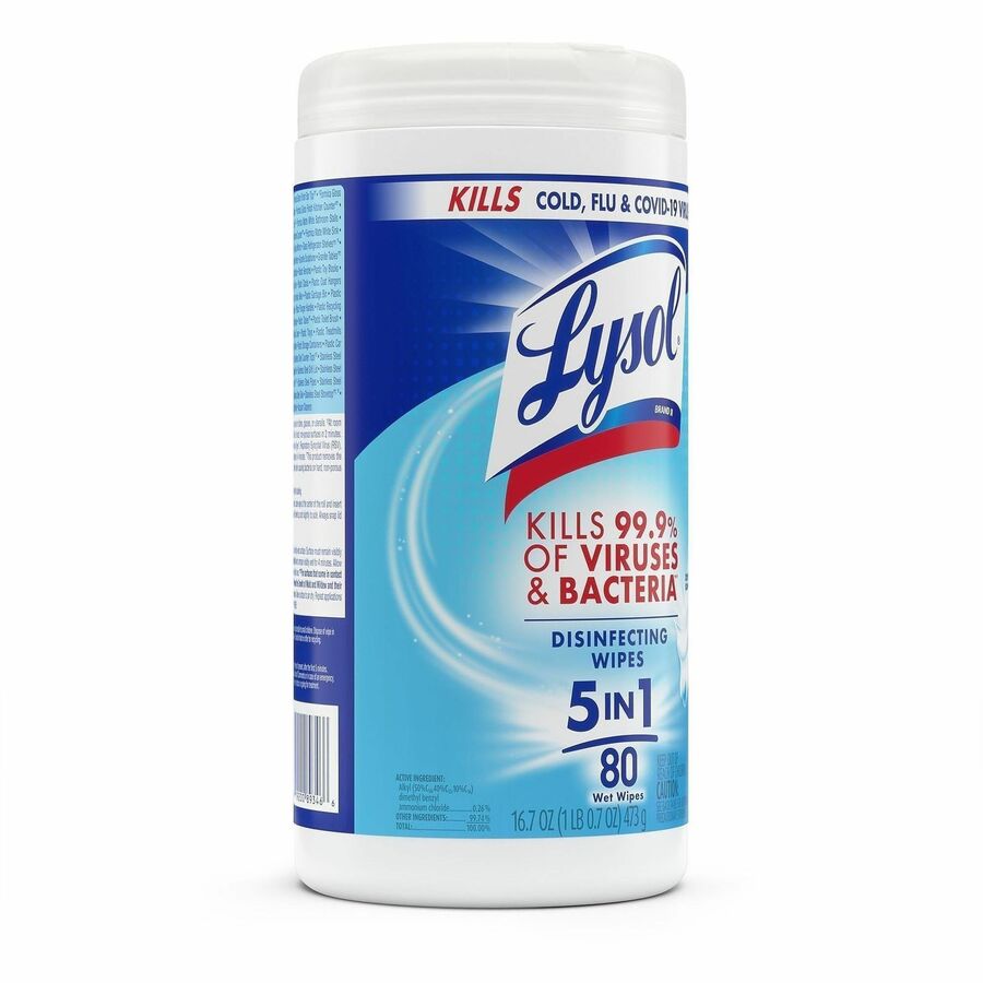 Lysol Disinfecting Wipes, Crisp Linen Scent, 7" x 7.25", White, 80 Wipes per Tub, 1 Tub