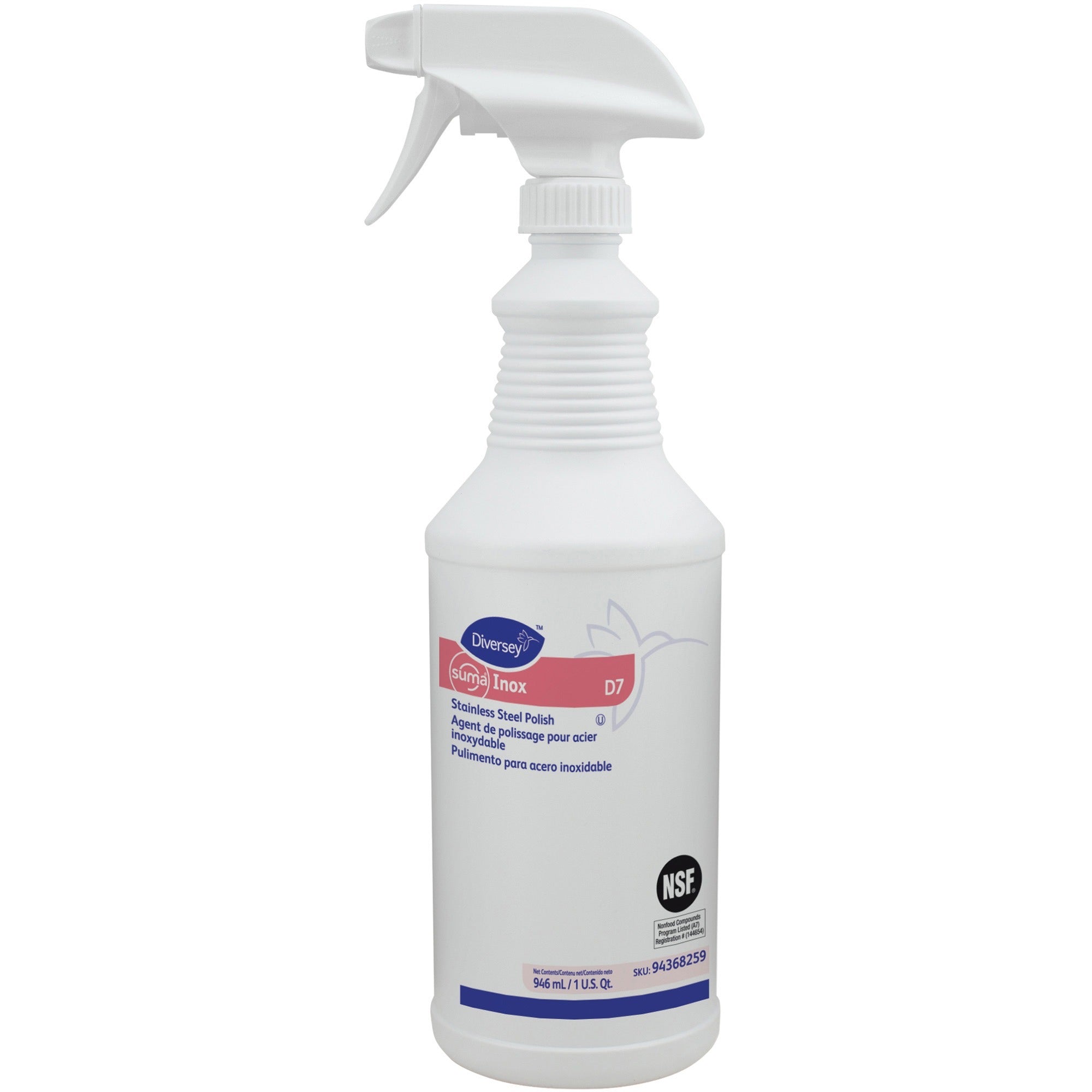 Diversey Suma Inox Stainless Steel Polish, Ready-To-Use, Oil-Based, Hydrocarbon Scent, Clear, 32 fl oz (1 quart), 1 Each