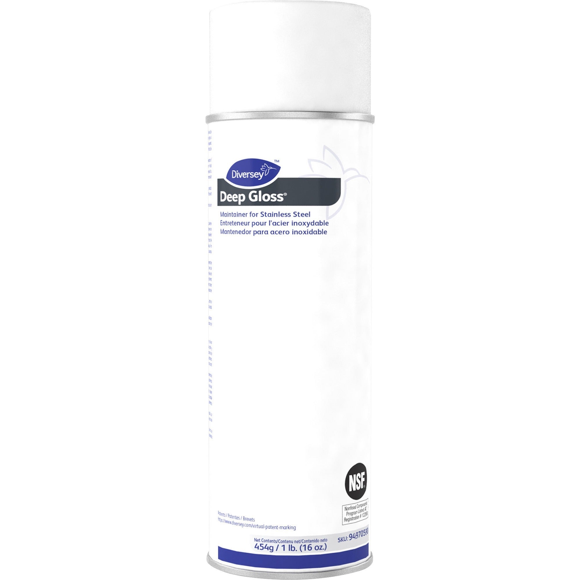 Diversey Deep Gloss Stainless Steel Maintainer, Ready-To-Use, Aerosol, 16 fl oz, White, 1 Each