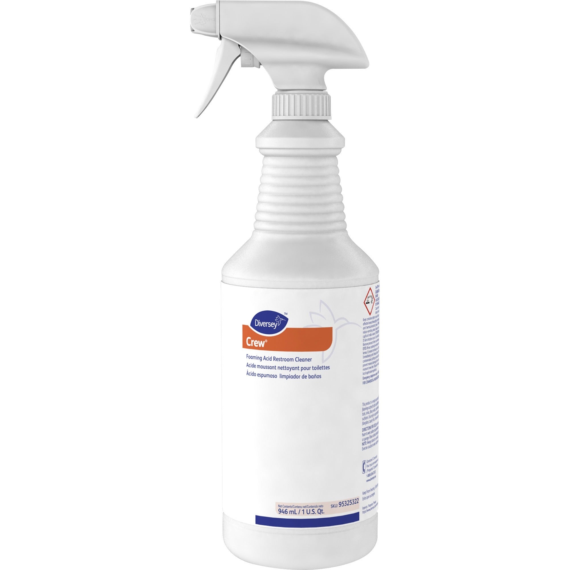Diversey Foaming Acid Restroom Cleaner, Ready-To-Use, 32 fl oz (1 quart), Red, 1 Each