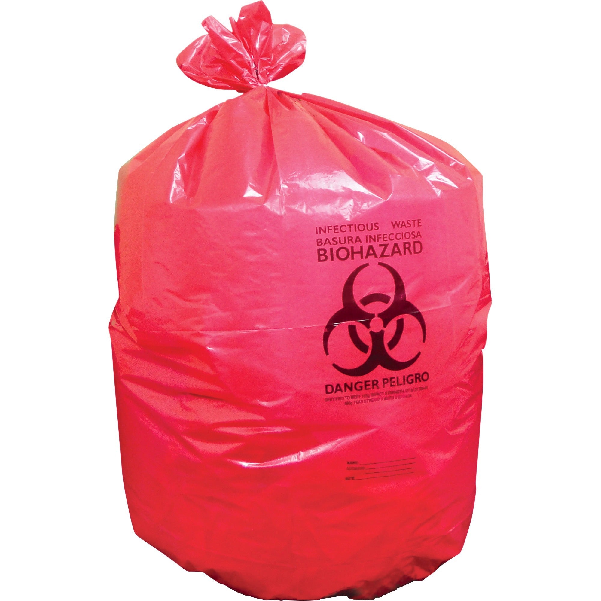 Heritage 1.3 mil Red Biohazard Can Liners, 37" x 50", Low Density LLDPE, 1 Carton