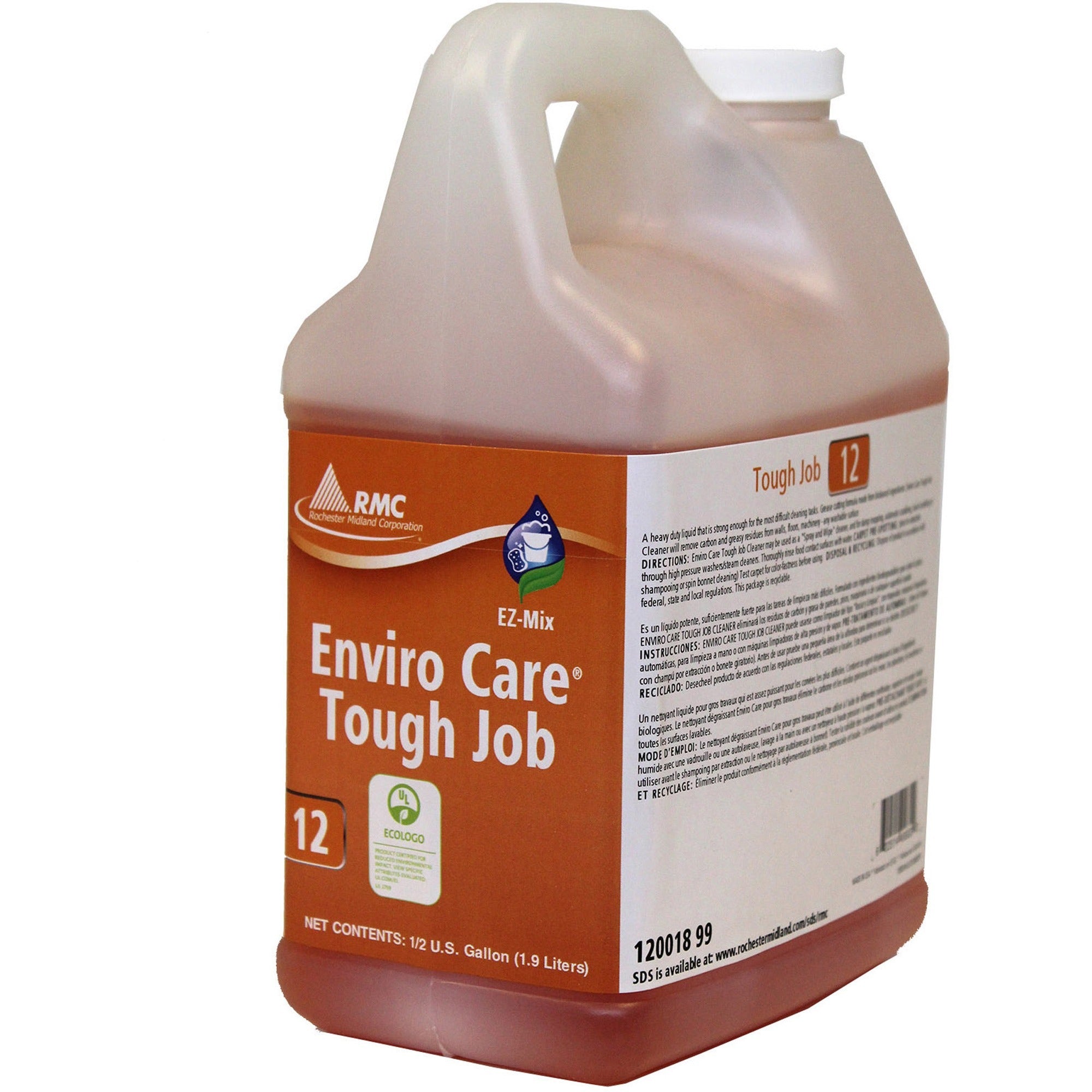 RMC Enviro Care Tough Job Cleaner, Concentrate, 64.2 fl oz (2 quart), Heavy Duty, Bio-based, Orange, 4/Carton
