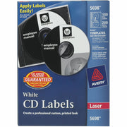 Avery&reg; Optical Disc Label - - HeightPermanent Adhesive - Laser - Matte - Matte White - Paper - Peel-off, Wrinkle-free, Print-to-the Edge, Smear Resistant, Smudge Resistant - 2 / Sheet - 50 Total Sheets - 100 Total Label(s) - 100 / Pack