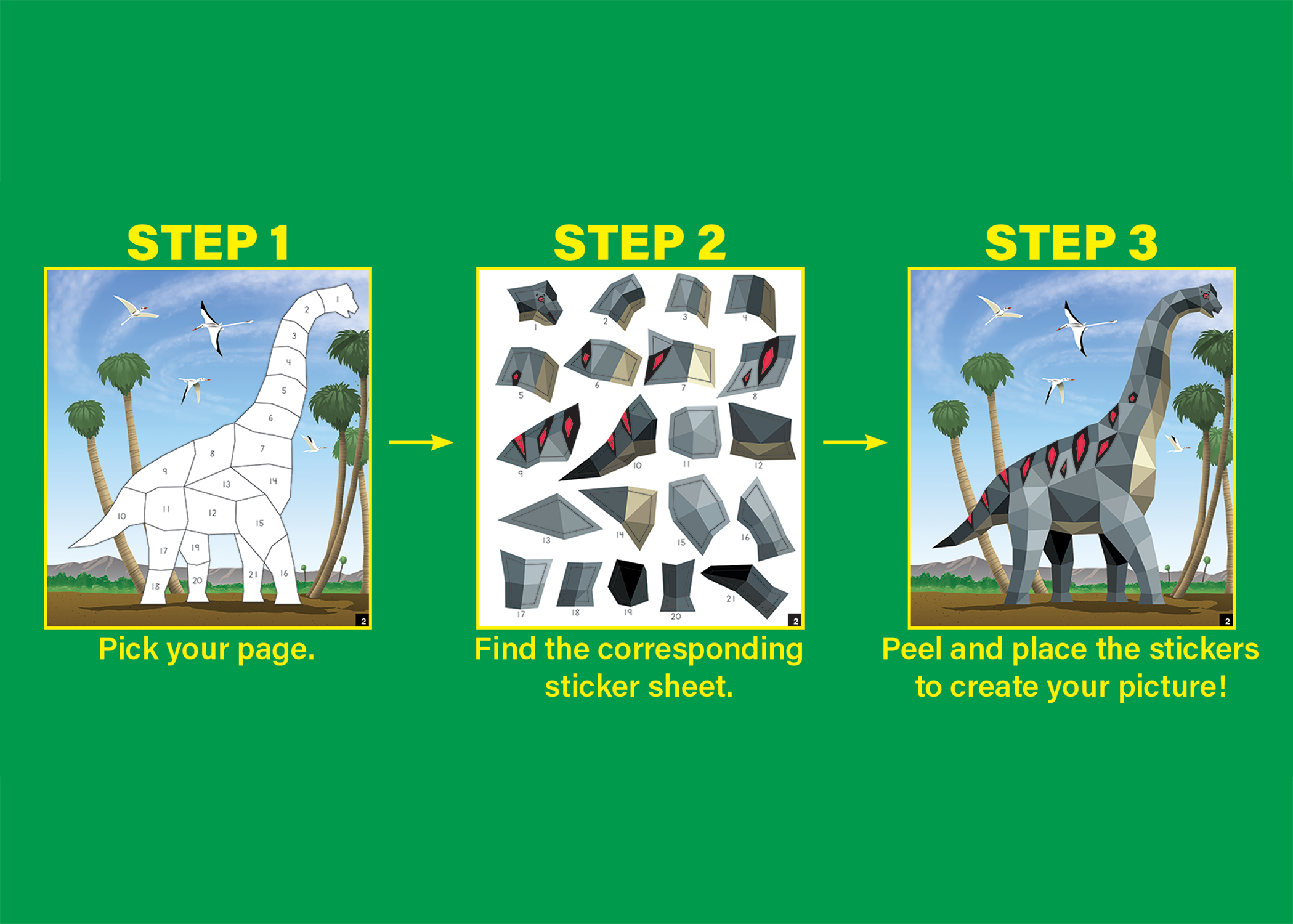Dinosaurs and Prehistoric Animals Modern Mosaics Stick to the Numbers