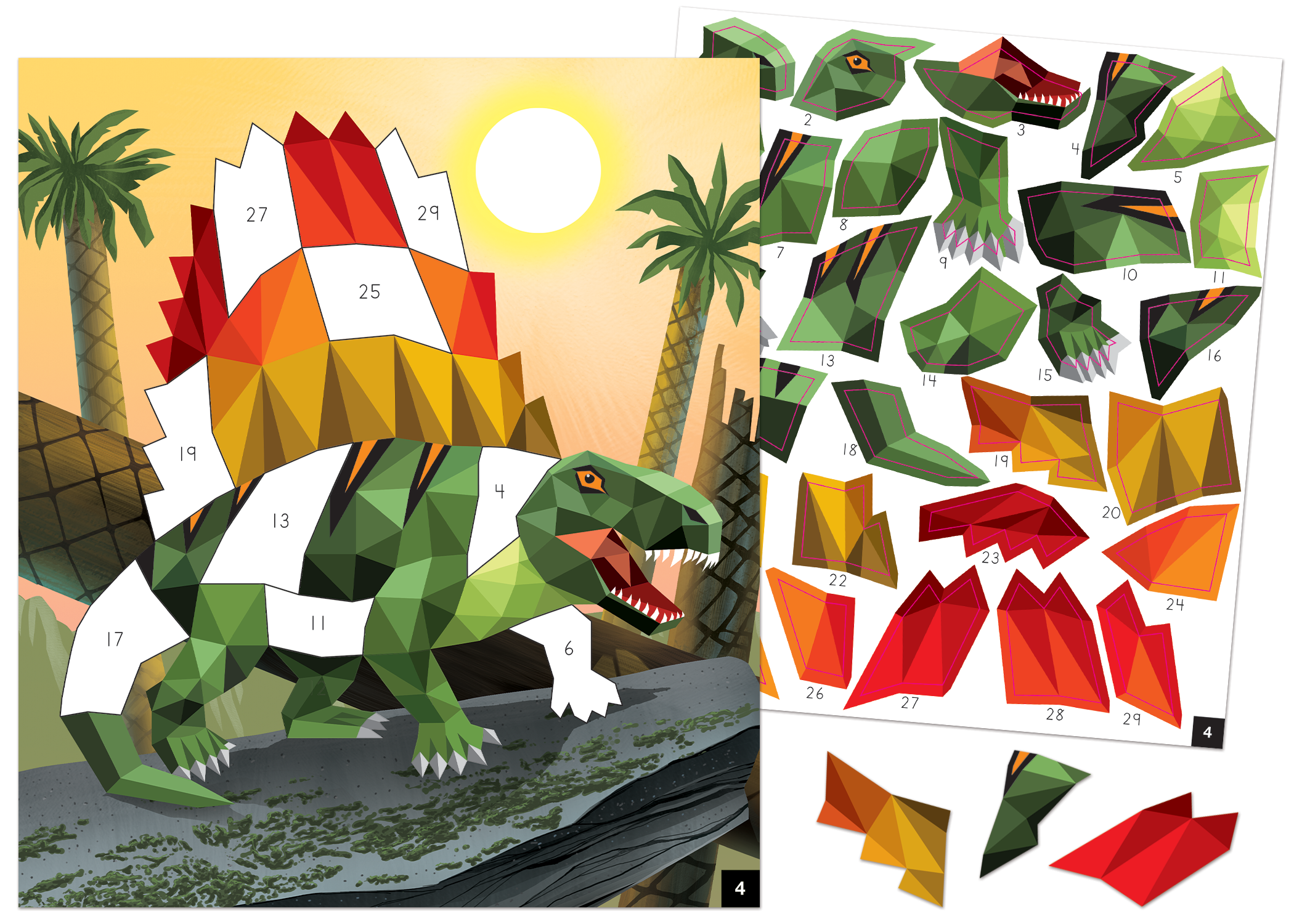 Dinosaurs and Prehistoric Animals Modern Mosaics Stick to the Numbers