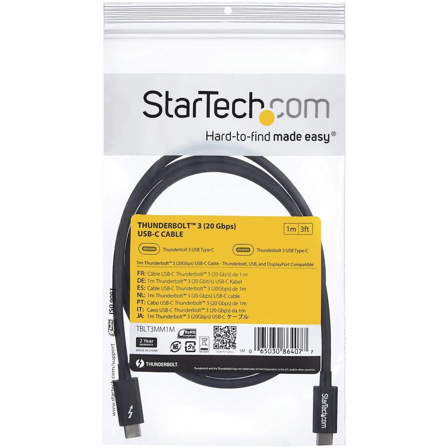 StarTech.com 1m Thunderbolt 3 (20Gbps) USB-C Cable