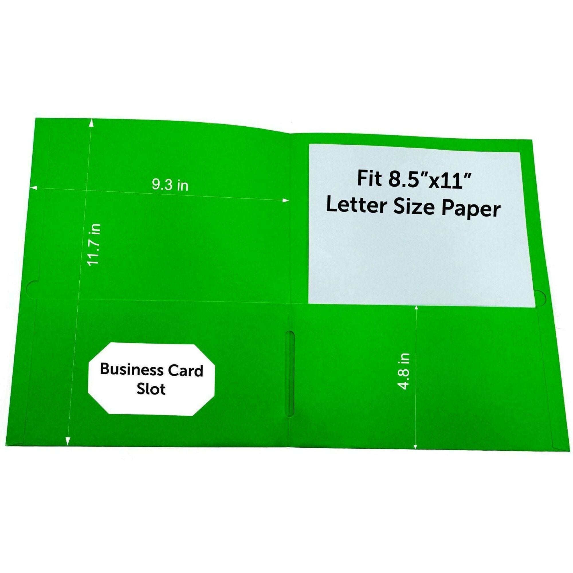 Sparco Letter Pocket Folder, 8 1/2" x 11", 2 Internal Pockets, Apple Green, 1 Box