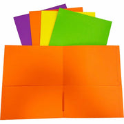 Sparco Letter Pocket Folder, 8.5" x 11", 2 Internal Pockets, Leatherette, Assorted Colors, 25/Box