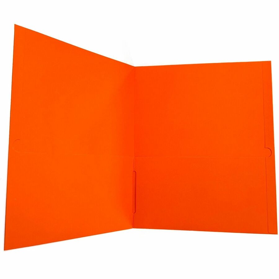 Sparco Letter Pocket Folder, 8 1/2" x 11", 2 Internal Pockets, Orange, 1 Box