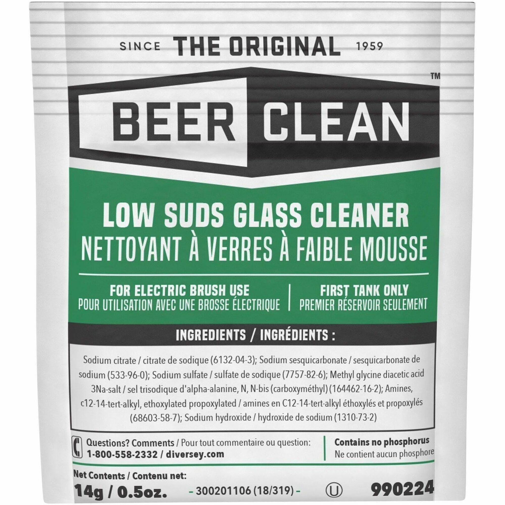 For Glassware - Concentrate - Powder - 0.50 oz (0.03 lb) - Odorless - White - 100 / Carton