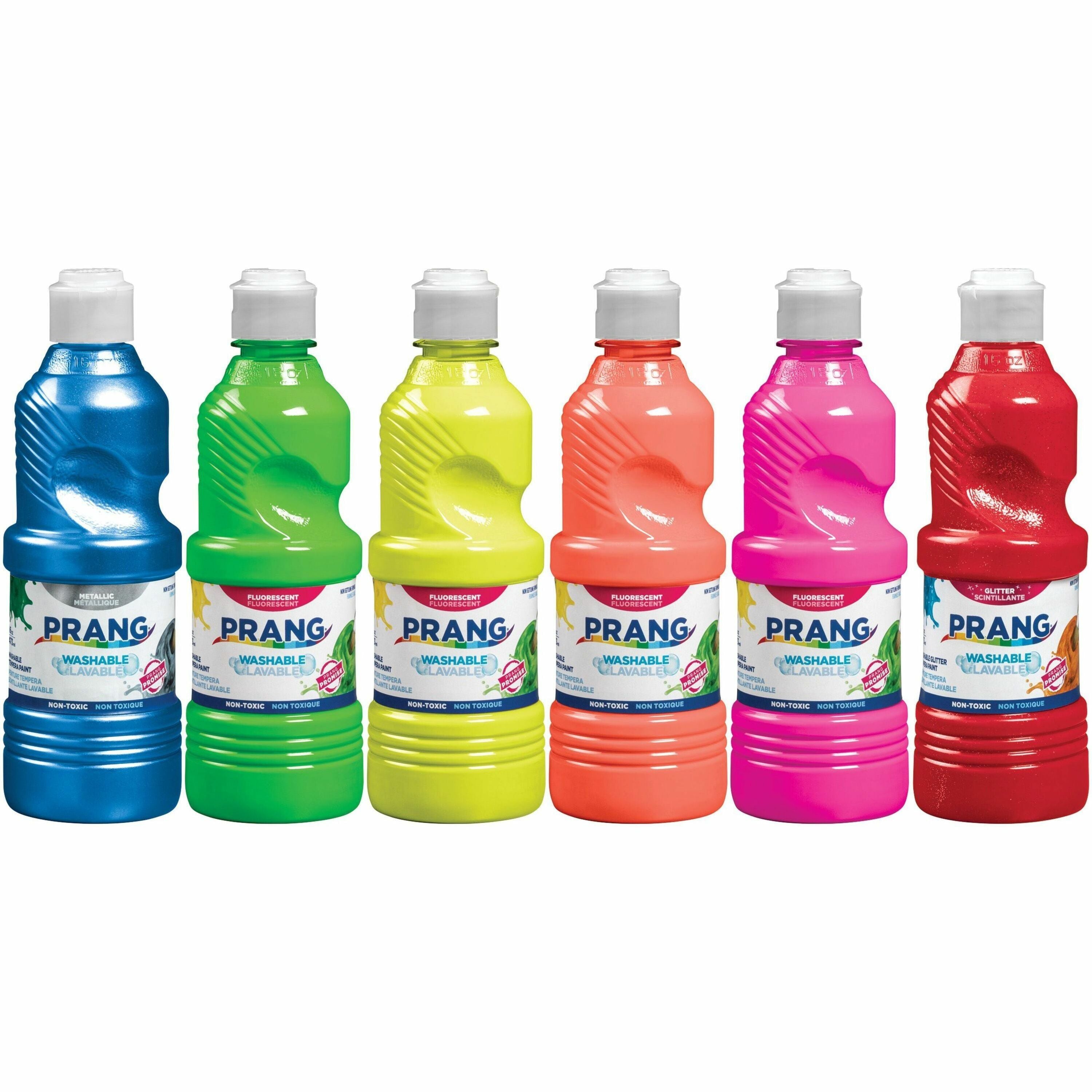 Washable Ready-to-Use Paint, 16 oz, Fluorescent, Metallic & Glitter, 6 Colors