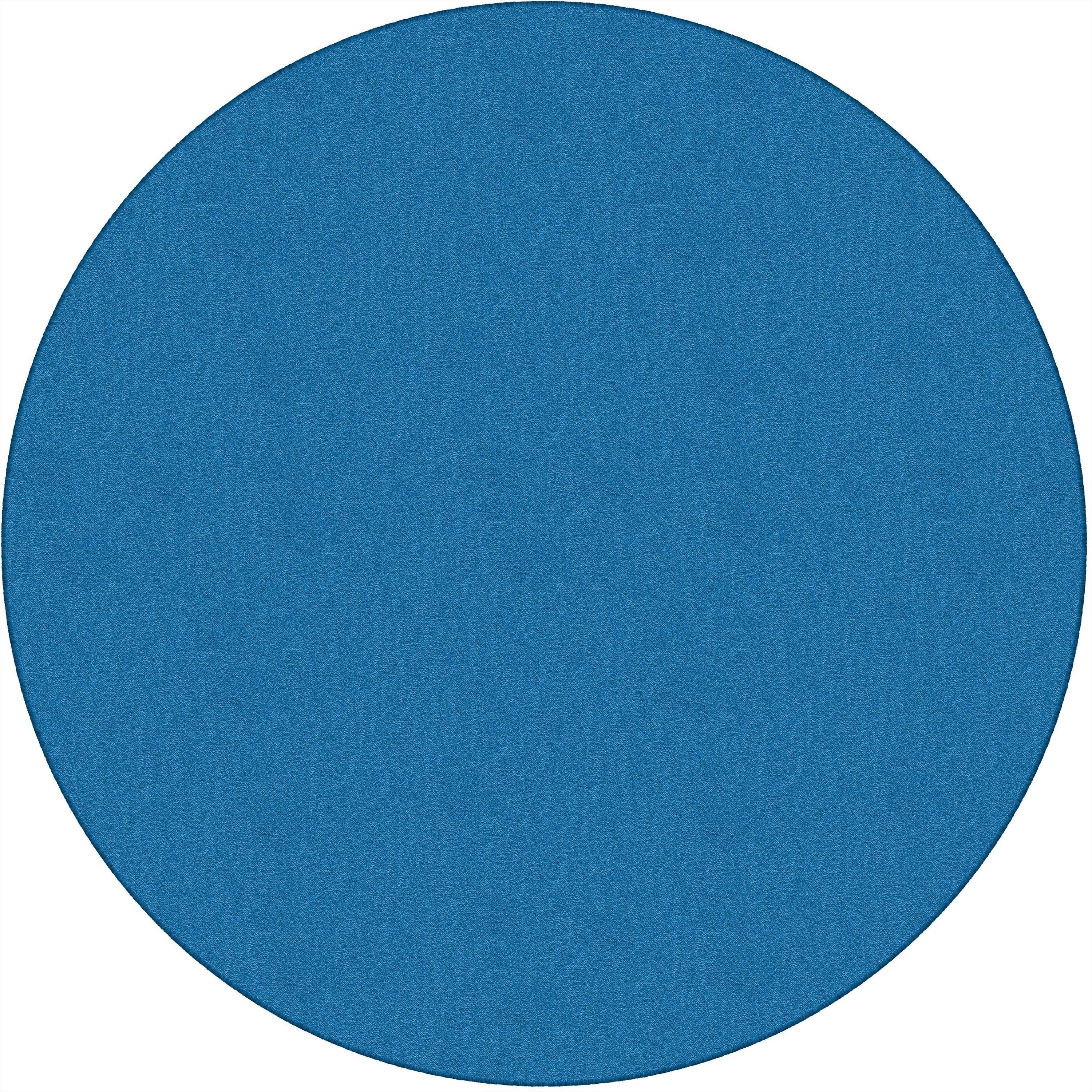 Flagship Carpets Classic Solid Color 6' Round Rug - Floor Rug - Classic, Traditional - 72" Length - Circle - Blue - Nylon