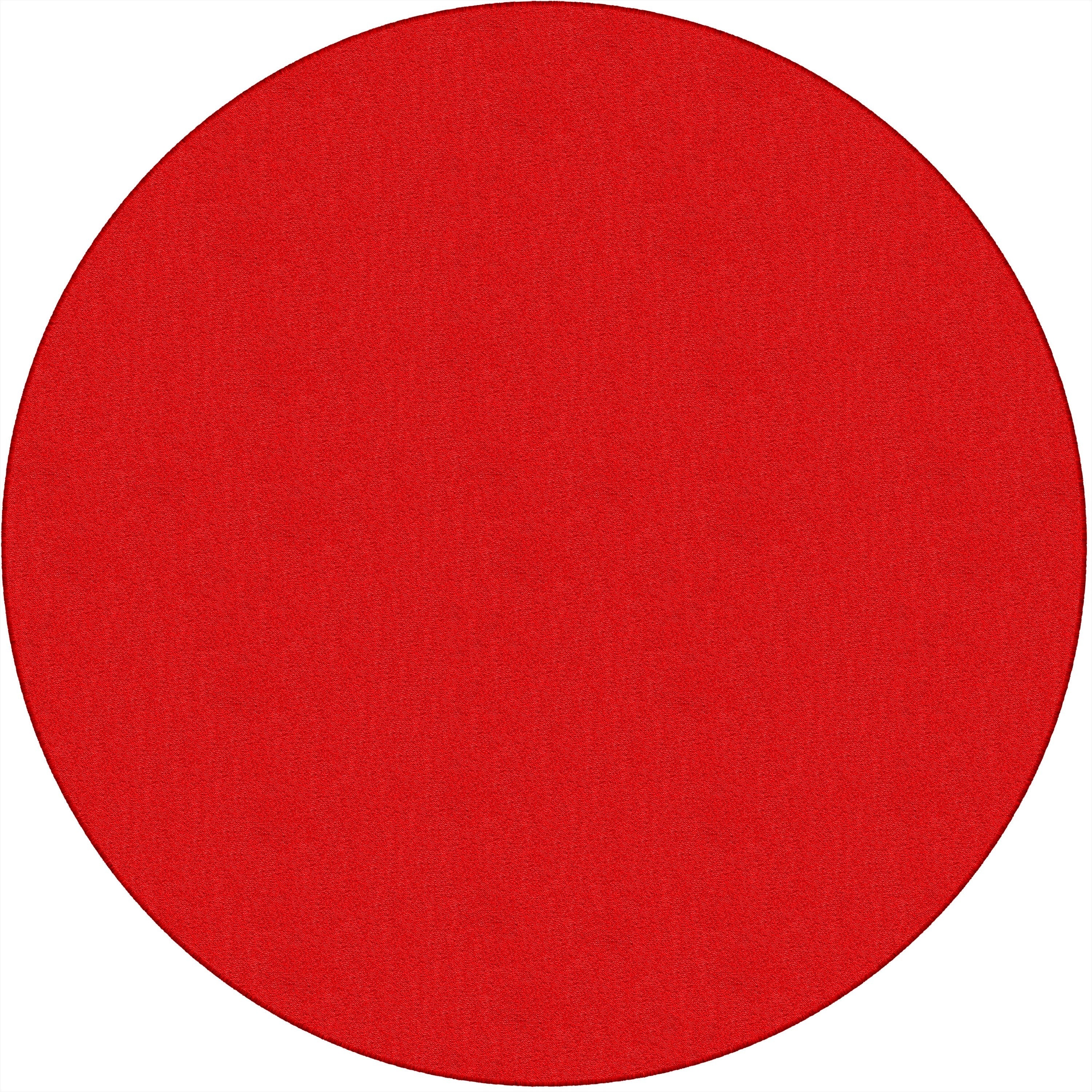Flagship Carpets Classic Solid Color 6' Round Rug - Floor Rug - Classic, Traditional - 72" Length - Circle - Red - Nylon