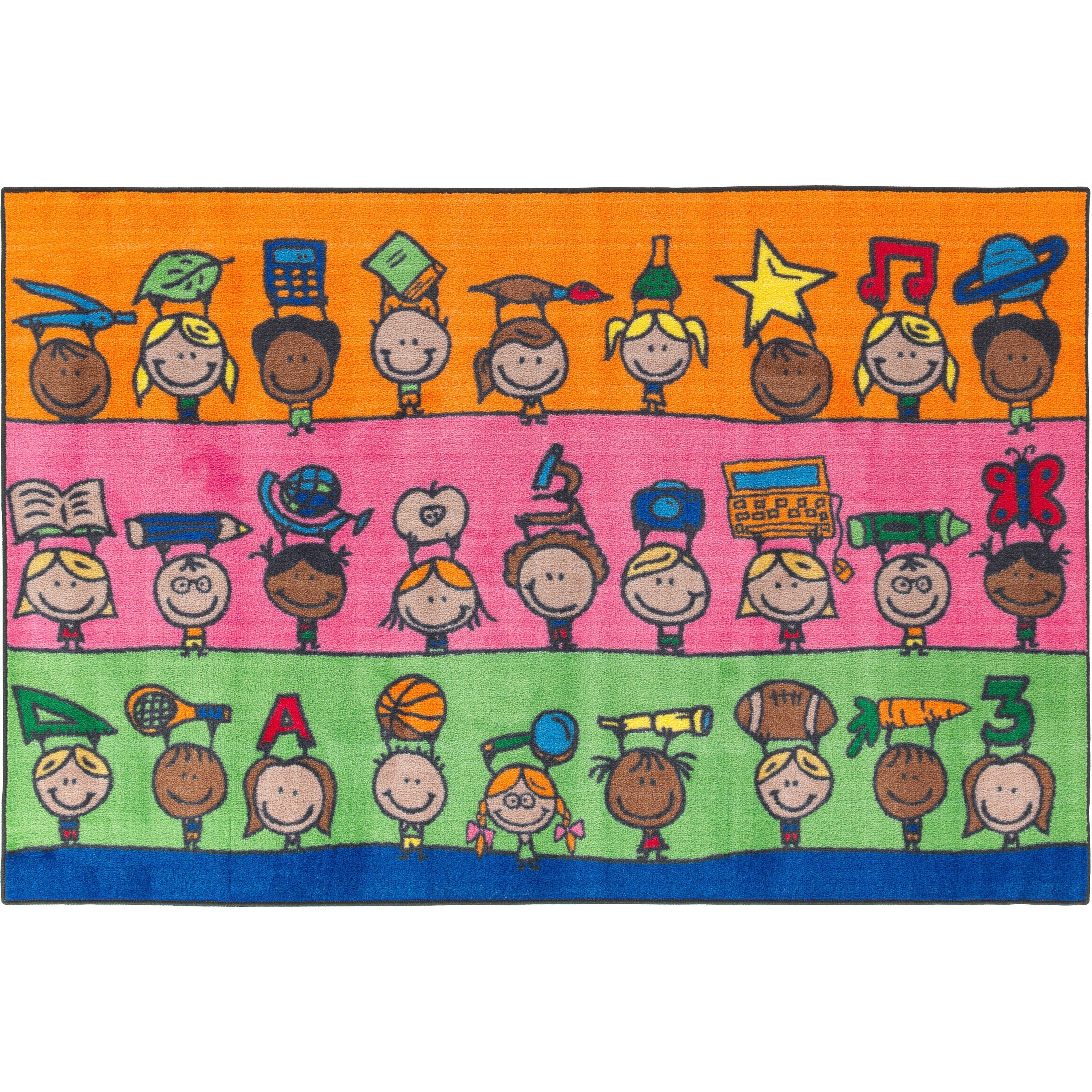Flagship Carpets Easy Care Fun At School Rug - Floor Rug - 60" Length x 36" Width - Multicolor - Nylon