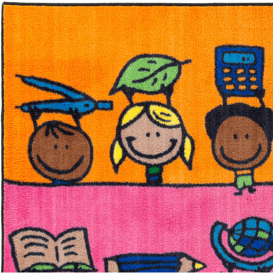 Flagship Carpets Easy Care Fun At School Rug - Floor Rug - 60" Length x 36" Width - Multicolor - Nylon