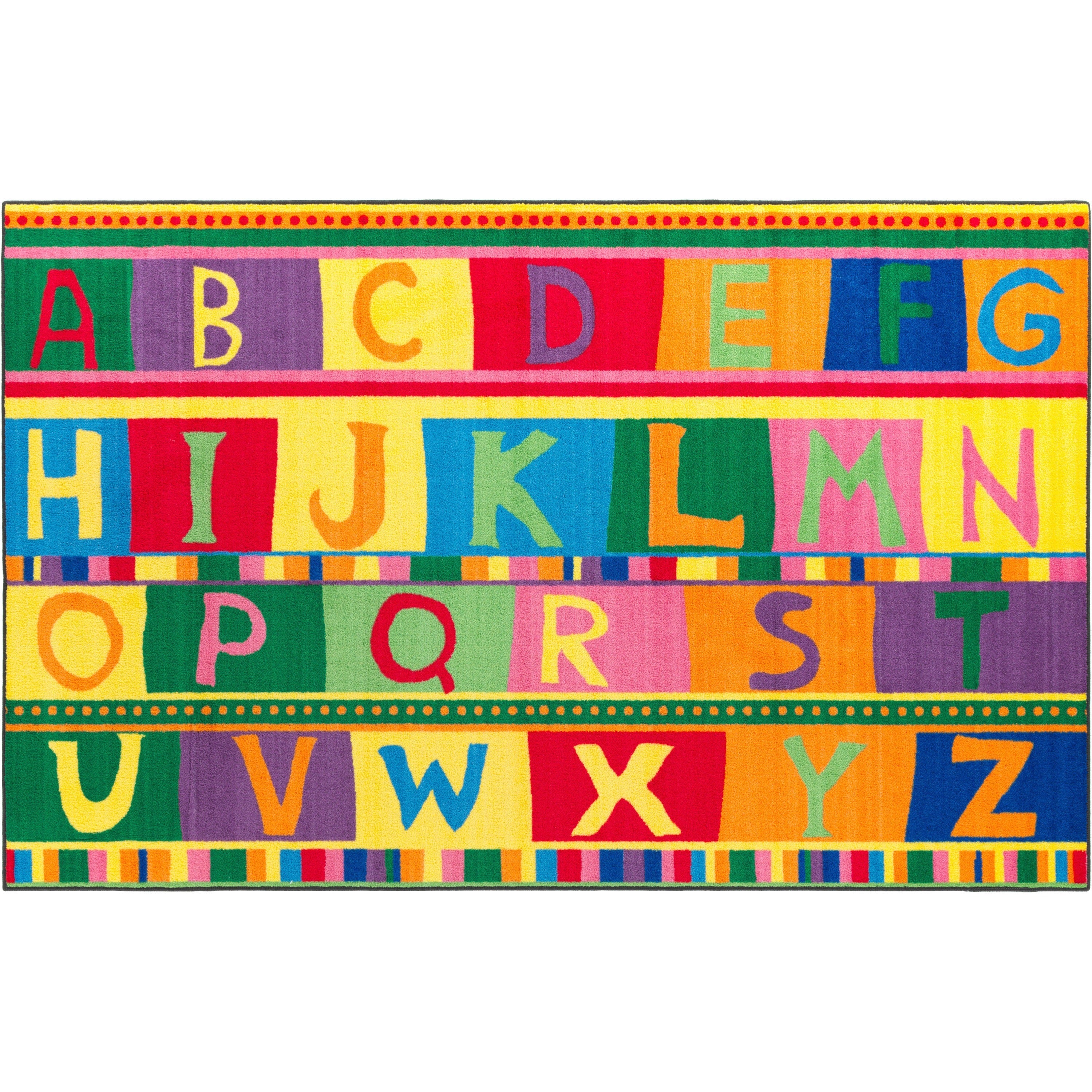 Flagship Carpets Easy Care ABC Tapestry Rug - Floor Rug - 72" Length x 48" Width - Multicolor - Nylon
