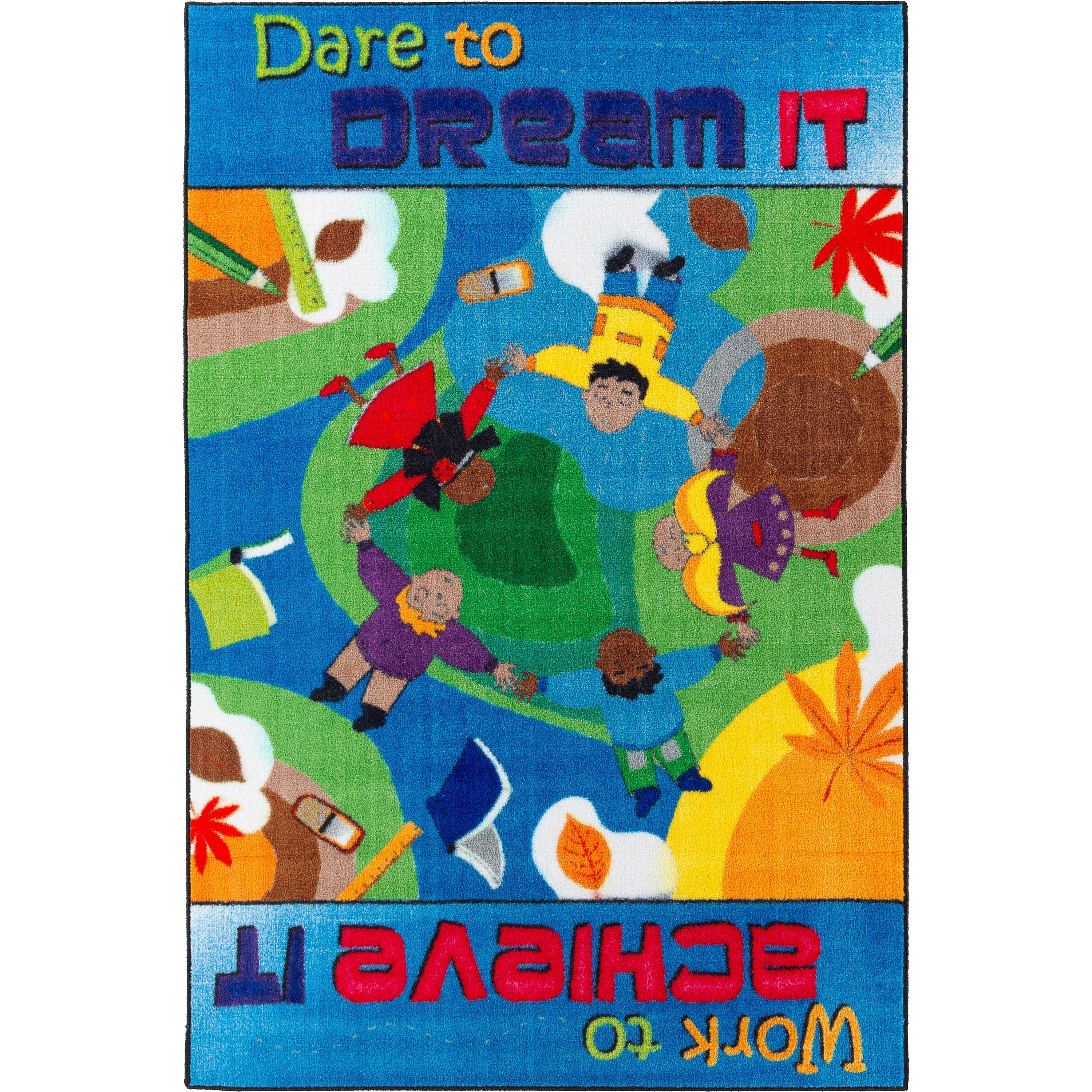 Flagship Carpets Easy Care Dare To Dream Rug - Floor Rug - 96" Length x 60" Width - Multicolor - Nylon
