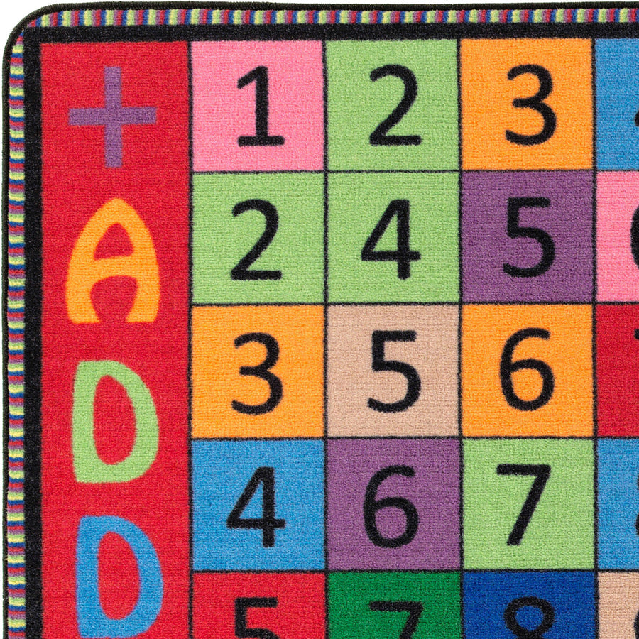 Flagship Carpets Math Collection Addition/Subtraction Rug - 72" Length x 72" Width - Square - Multicolor - Nylon