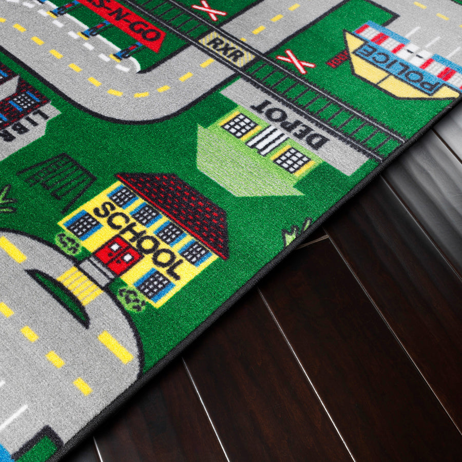 Flagship Carpets Places To Go Activity Rug - 72" Length x 36" Width - Rectangle - Multicolor - Nylon