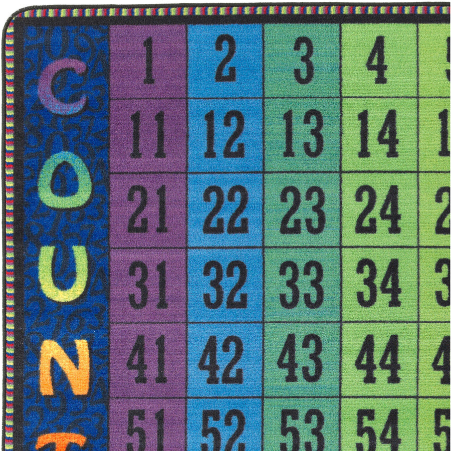 Flagship Carpets Counting To One Hundred Rug - 72" Length x 72" Width - Square - Multicolor - Nylon