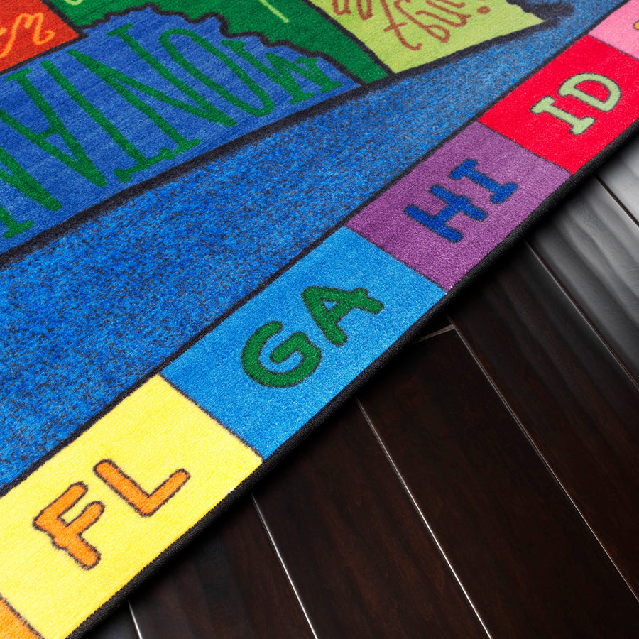 Flagship Carpets My America Doodle Map Rug - 13.16 ft Length x 10.75 ft Width - Multicolor - Nylon