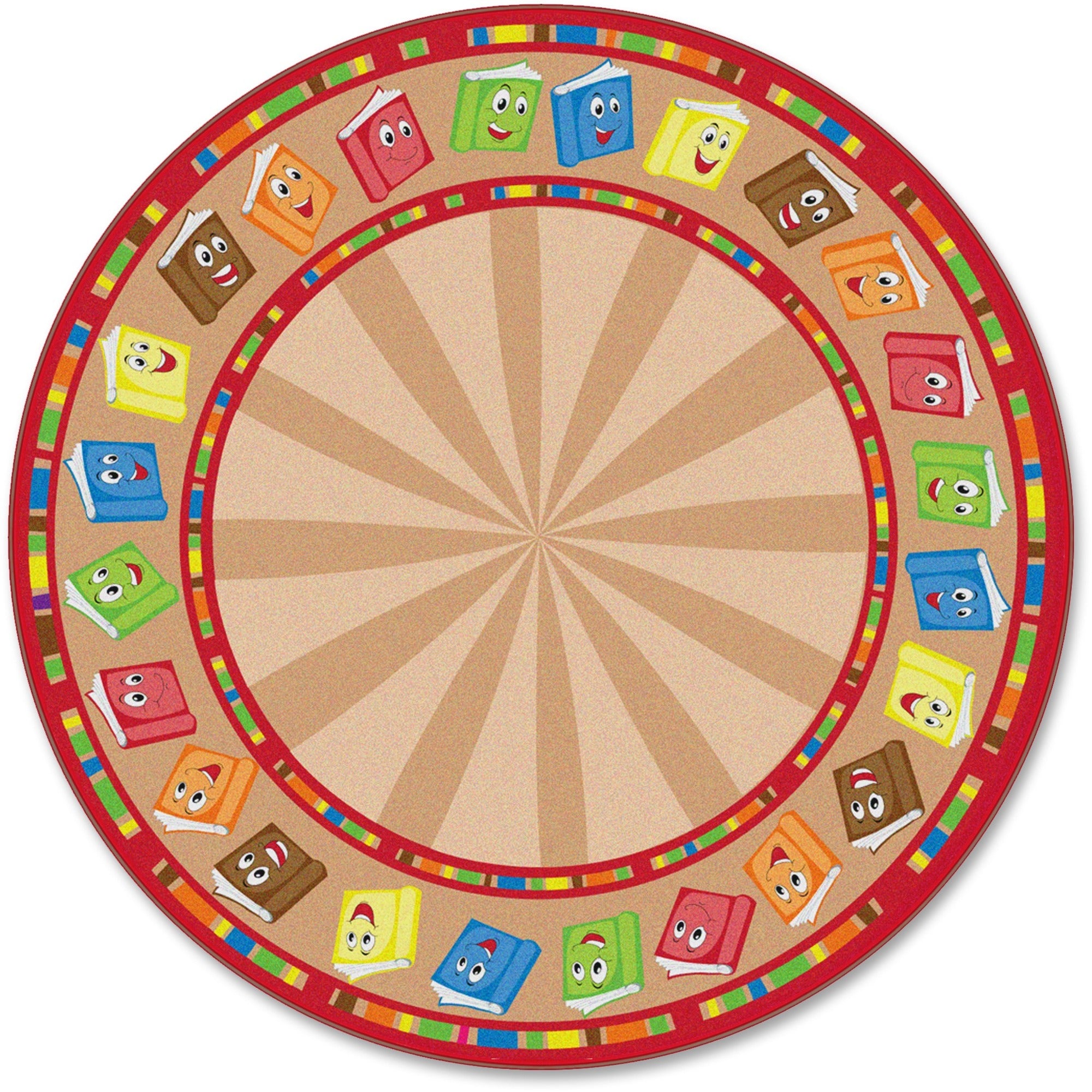 Flagship Carpets Calm Circle Time Books Round Rug - 72" Diameter - Circle - Multicolor