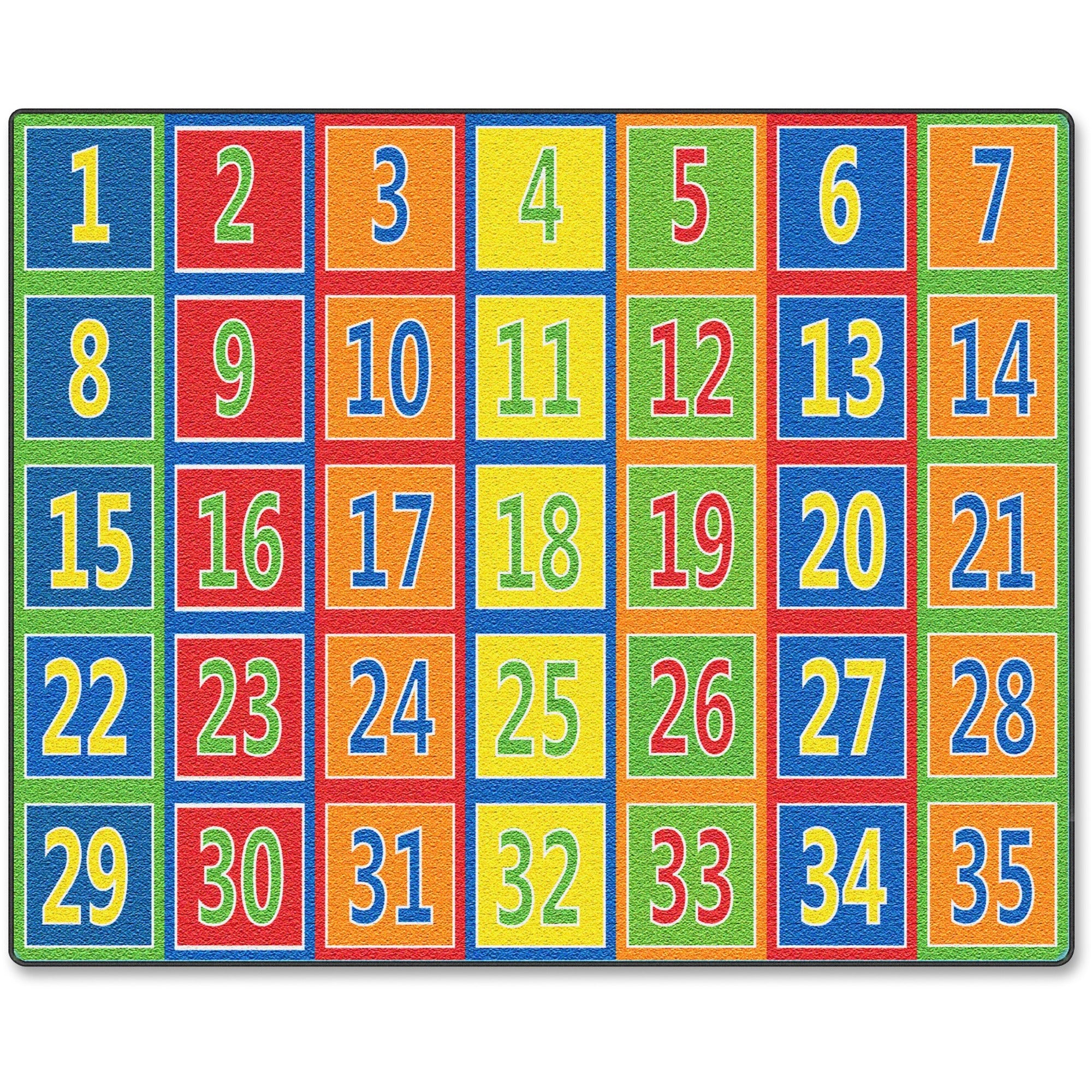 Flagship Carpets Fun 123s Color Square Rows Rug, 12 ft x 90", Multicolor, 1 Each