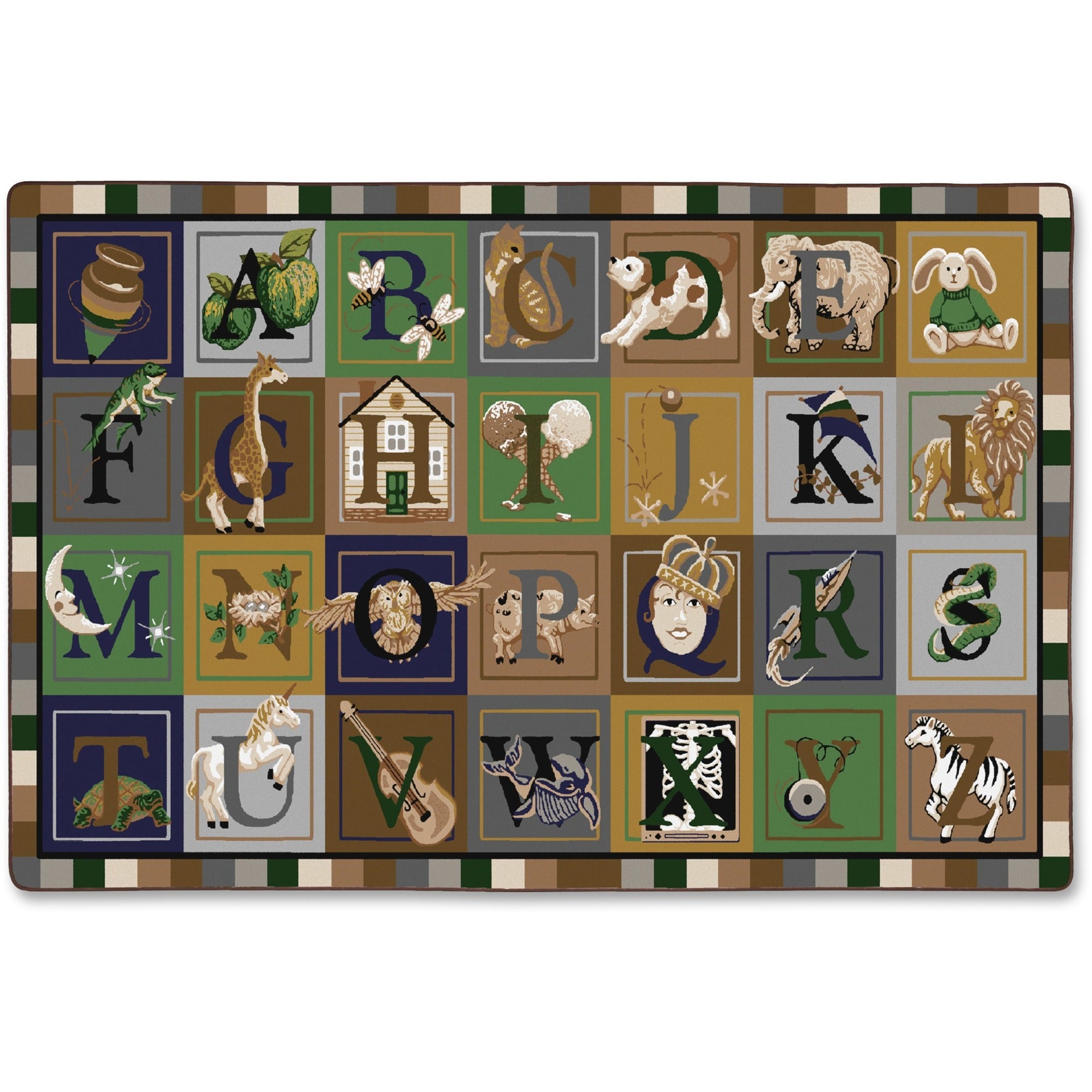 Flagship Carpets Tranquility Colors ABC Blocks Rug - 99.60" Length x 69.60" Width - Multicolor - Nylon