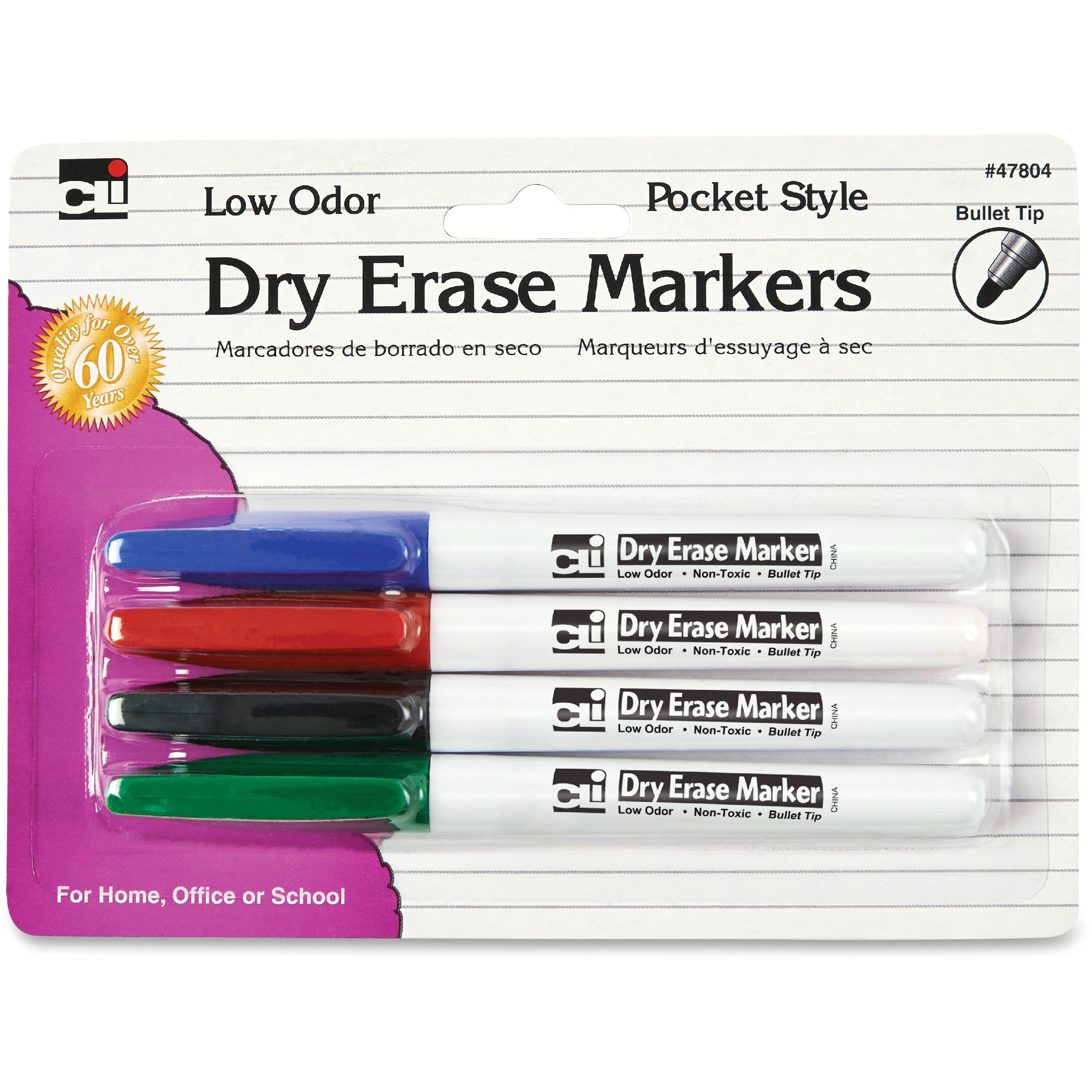 Fine Bullet Marker Point - Black, Blue, Red, Green Ink - 4 / Pack